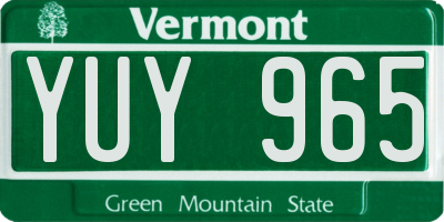 VT license plate YUY965