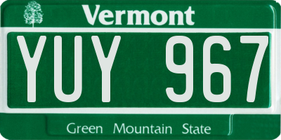 VT license plate YUY967
