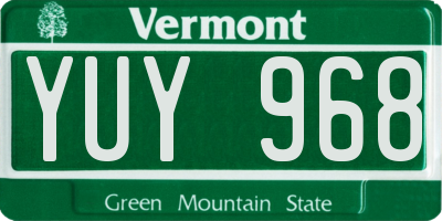 VT license plate YUY968