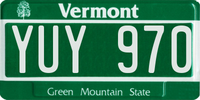 VT license plate YUY970