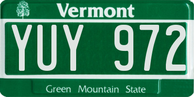 VT license plate YUY972