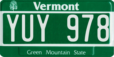 VT license plate YUY978