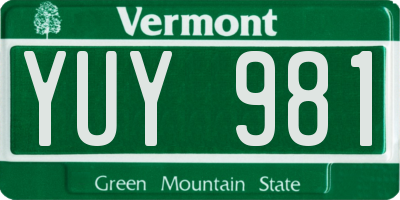 VT license plate YUY981