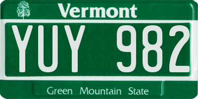 VT license plate YUY982