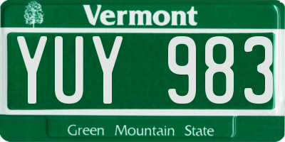 VT license plate YUY983