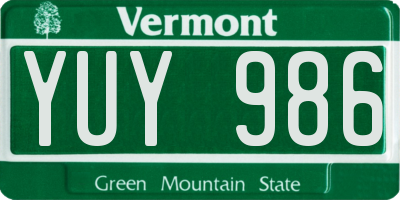 VT license plate YUY986