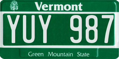 VT license plate YUY987