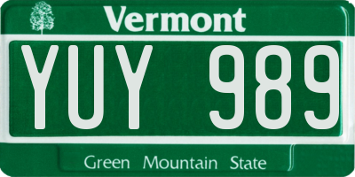 VT license plate YUY989