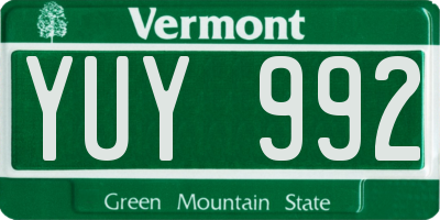 VT license plate YUY992