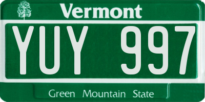 VT license plate YUY997