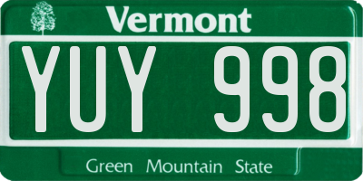 VT license plate YUY998