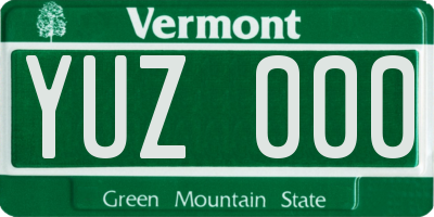 VT license plate YUZ000