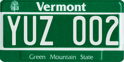 VT license plate YUZ002