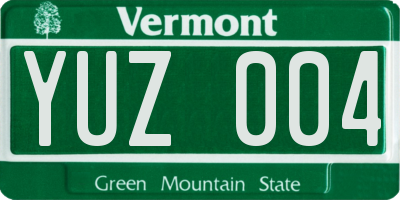 VT license plate YUZ004