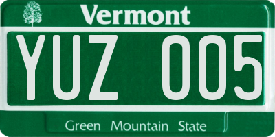 VT license plate YUZ005