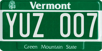 VT license plate YUZ007