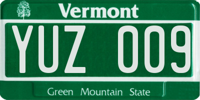 VT license plate YUZ009