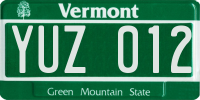 VT license plate YUZ012
