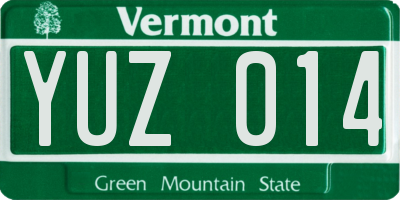 VT license plate YUZ014