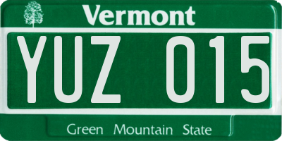 VT license plate YUZ015