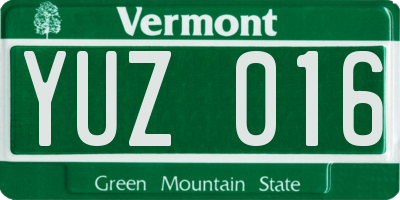VT license plate YUZ016