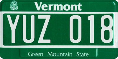 VT license plate YUZ018