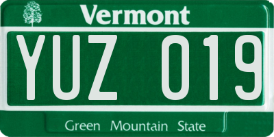 VT license plate YUZ019