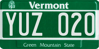 VT license plate YUZ020