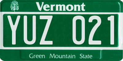 VT license plate YUZ021