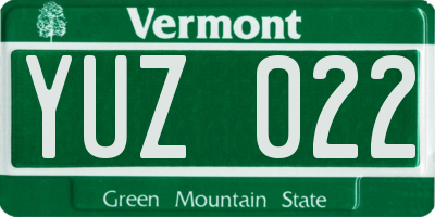 VT license plate YUZ022