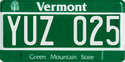 VT license plate YUZ025
