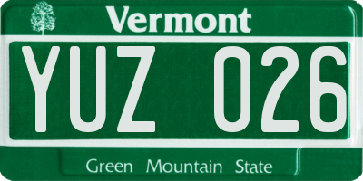VT license plate YUZ026