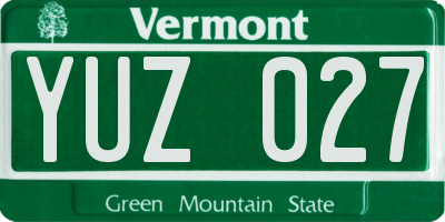 VT license plate YUZ027