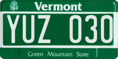 VT license plate YUZ030