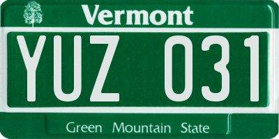 VT license plate YUZ031