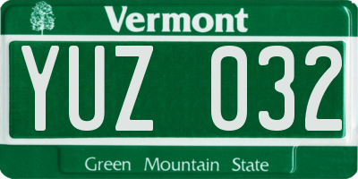 VT license plate YUZ032
