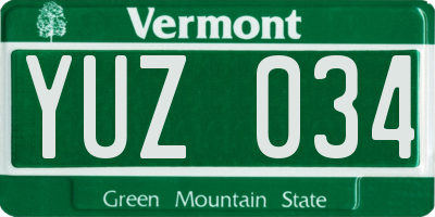 VT license plate YUZ034