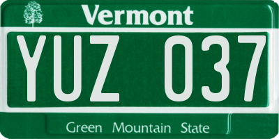 VT license plate YUZ037
