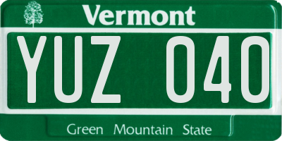 VT license plate YUZ040