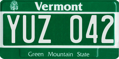 VT license plate YUZ042