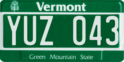 VT license plate YUZ043