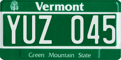 VT license plate YUZ045