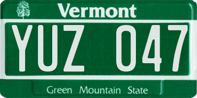 VT license plate YUZ047