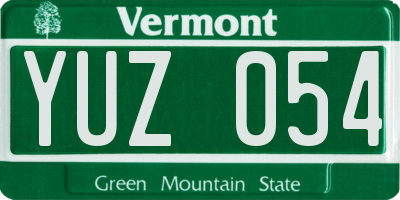 VT license plate YUZ054