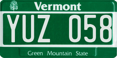 VT license plate YUZ058