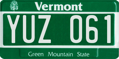 VT license plate YUZ061