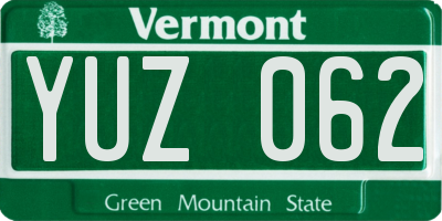 VT license plate YUZ062