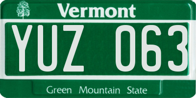 VT license plate YUZ063