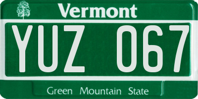 VT license plate YUZ067