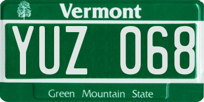 VT license plate YUZ068